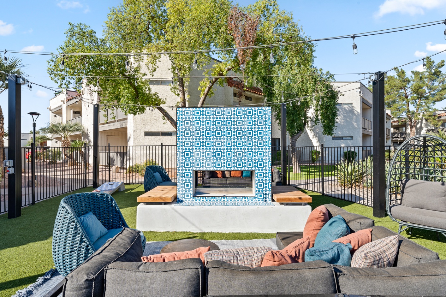 Outdoor Lounge with Fireplace